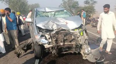 A speeding car hit a motorcycle in Bagha Purana
