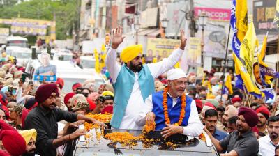 Bhagwant Mann's mega road show in Patiala