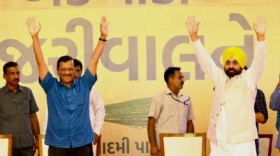 CM Mann And Arvind Kejriwal In Gujrat 