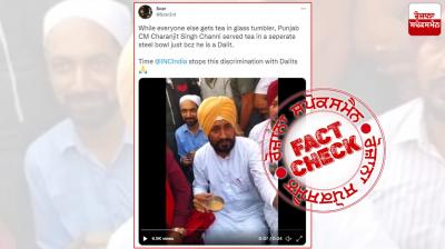 Fact Check Video of Cm Charanjit Channi drinking tea viral with misleading claim
