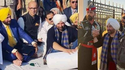 Sunny deol shakes hands with Pakistani rangers