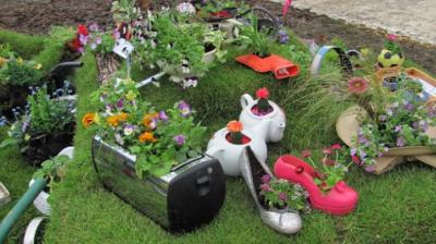 Garden with Waste Material 