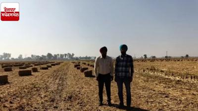 Jaswinder Singh of Manawan village made his 15 acres of straw bales