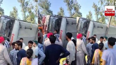 Bus full of passengers overturns near village Mehraj Wala in Malout