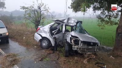 ਹਾਦਸੇ ਦੌਰਾਨ ਨੁਕਸਾਨੀ ਗਈ ਗੱਡੀ 