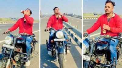 Heropanti: 31,000 challan was deducted, he was running bullets while drinking beer