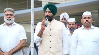 Amarinder Singh Raja Waring unfurled the national flag at the Punjab Congress Bhawan on Independence Day