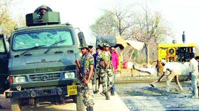 Constructing a Road by  CRPF