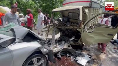 ਪਟਿਆਲਾ 'ਚ ਕਾਰ ਤੇ ਛੋਟੇ ਹਾਥੀ ਵਿਚਾਲੇ ਜ਼ਬਰਦਸਤ ਟੱਕਰ