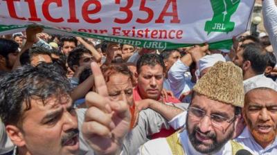Article 35-A: Kashmir traders hold sit-in at Lal Chowk in Srinagar