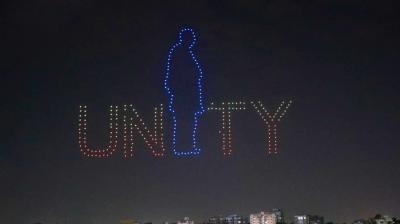 Drones created the UNITY statue in the sky