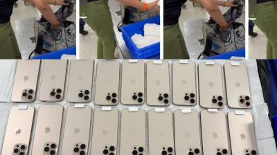 A major operation by the customs department at the Delhi airport, 26 iPhone 16 Pro Max recovered from the woman