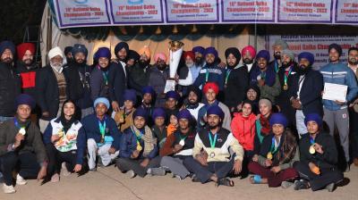  Gatkebaj of Chandigarh holds the overall trophy of the National Gatka Championship
