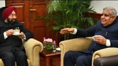  Rajya Sabha member Vikramjit Singh Sahney meets Chairman Jagdeep Dhankhar