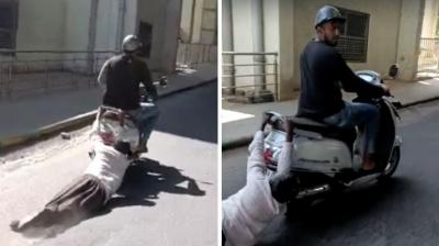 After the accident in Bangalore, the Activa rider dragged the old man for 1 km, the people saved the old man's life by stopping him.