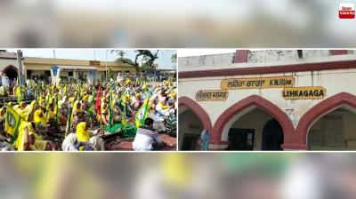 Railway track jam by farmers