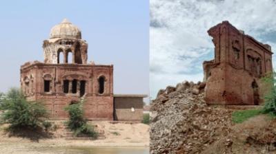 Gurdwara Rori Sahib building damaged near Lahore due to continuous rain