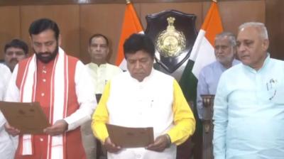 Haryana CM Nayab Singh Saini takes oath as BJP MLA from Karnal