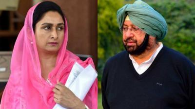 Harsimrat Kaur Badal (L) and Captain Amarinder Singh (R)