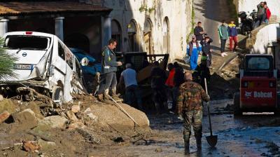 Landslide on the island of Ischia in Italy