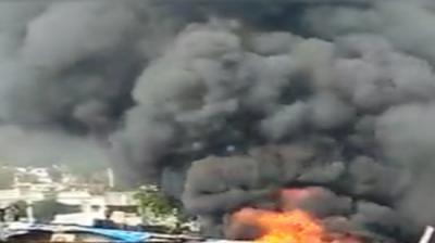 Terrible fire in the warehouse