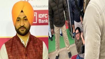 The protest of minister Sandeep Singh who came to hoist the flag, the woman created a ruckus