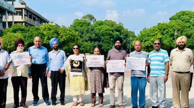 PCS Protest by Retired Officers Association in Sector 17 Plaza