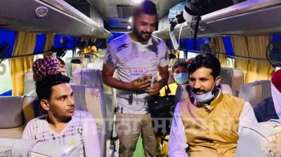 Transport Minister Raja Waring in PRTC bus