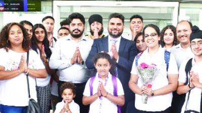 Children and other on arrival at Mohali Airport.