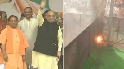 Fire at  Amit Shah's Rally
