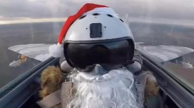 Ukrainian Fighter Pilot Dressed As Santa Fires Missiles At Russian Targets