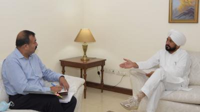 Punjab CM Charanjit Channi and Sudhanshu Pandey