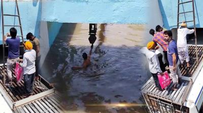 Bus full of passengers sinks in 10 feet deep water