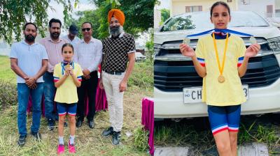 Rajpura player Karzneet Kaur won 3 medals in roller skating school games