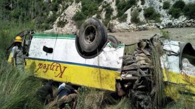In Simla, the bus fell into a deep gorge