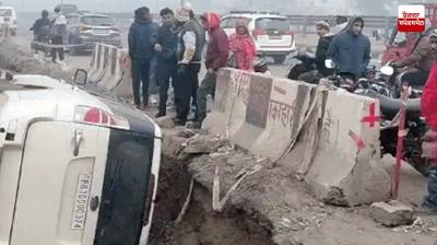 Car falls into a ditch on a highway in Ludhiana, 2 injured Latest News in Punjabi