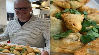 Australia PM Scott Morrison makes samosas 