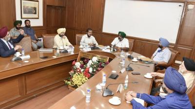 Mr. Pargat Singh during interactive session with prominent educationists at Punjab Bhawan Chandigarh.