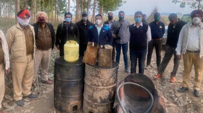 Excise Department recovers & destroys 1.30 lakh litres of Lahan in Khera Bet and New Rajapur villages of Ludhiana
