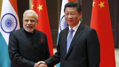 Narendra Modi with Xi Jinping 