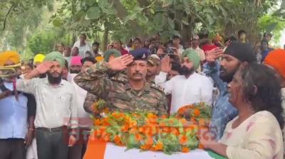 The cremation of the martyred Punjab jawan in Jammu was done with official honours