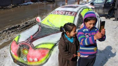 Snow car in Kashmir Picture taken by Firdous Qadri