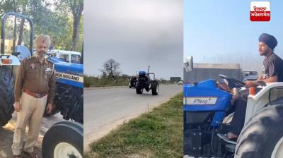 The young man did a stunt with a tractor Hoshiarpur News in punjabi