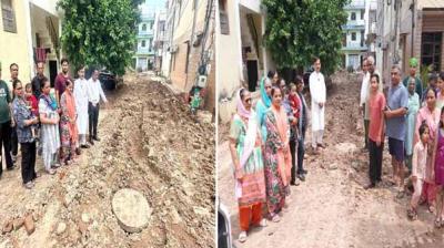Kharar Municipal Corporation digs 10 feet deep and 50 feet long pit in Om Enclave without any problem