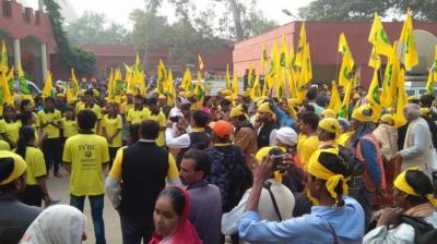 Farmers gathered in Delhi