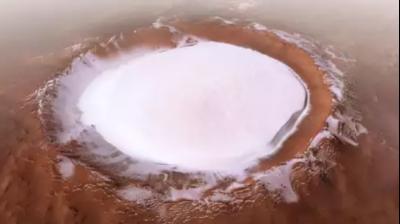 Ice filled crater