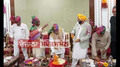 Punjab CM Bhagwant Mann on Thursday participated in 'Holi Milan Samaroh'