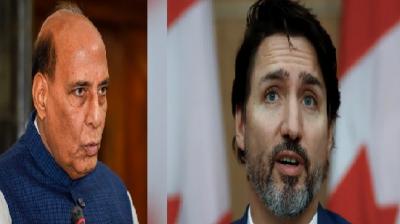 Rajnath Singh and Justin Trudeau