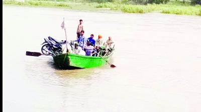 People Crossing Satluj River