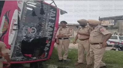 A bus going from Haridwar to Kathua was hit by a trolley